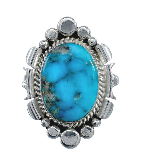 Native American Sterling Silver Turquoise Hand Crafted Ring Size 9-3/4 AX128540